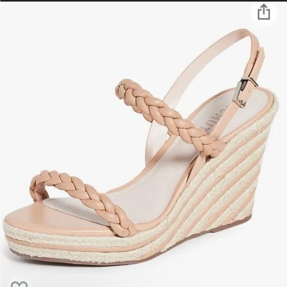 Schutz Sandals Neubria Braided Espadrille Wedges - size 8